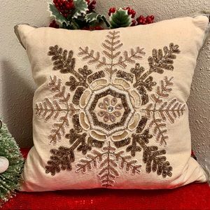 TAHARI HOME BEADED HOLIDAY PILLOW